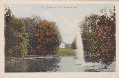 16623 Park Sonsbeek Fontijnvijver Arnhem oude kaart 1923, Verzamelen, Ansichtkaarten | Nederland, Gelopen, Gelderland, 1920 tot 1940