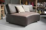 Luxe halfronde donkerbruine fauteuil lounge echt leer Jess