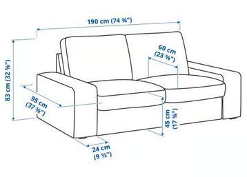 Zwarte leren 3-zitsbank Ikea Kivik - afbeelding 3