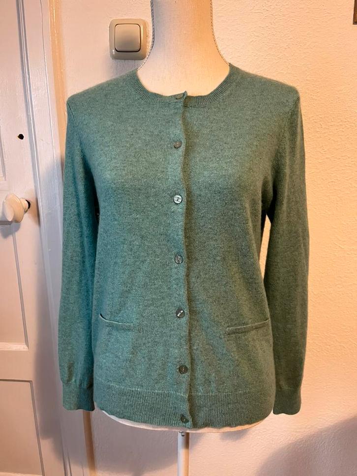 Caroll, zeegroen kasjmier vestje, Kleding | Dames, Truien en Vesten, Zo goed als nieuw, Maat 38/40 (M), Groen, Ophalen of Verzenden