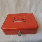 Vintage Brabantia geldkistje oranje met sleutel, Ophalen of Verzenden, Zo goed als nieuw, Metaal of Blik, Overige thema's