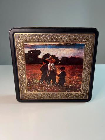 Vintage Blikken Doos met Schilderij beschikbaar voor biedingen