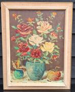 Fleurig Schilderij stilleven Bloemen op paneel geschilderd., Ophalen of Verzenden