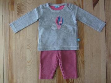 Roze broekje + grijs shirtje met luchtballon Lief! maat 56 beschikbaar voor biedingen