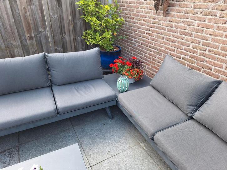 Aluminium Tuinset met Tafel en Banken, Tuin en Terras, Tuinsets en Loungesets, Gebruikt, Tuinset, Aluminium, 5 zitplaatsen, Bank