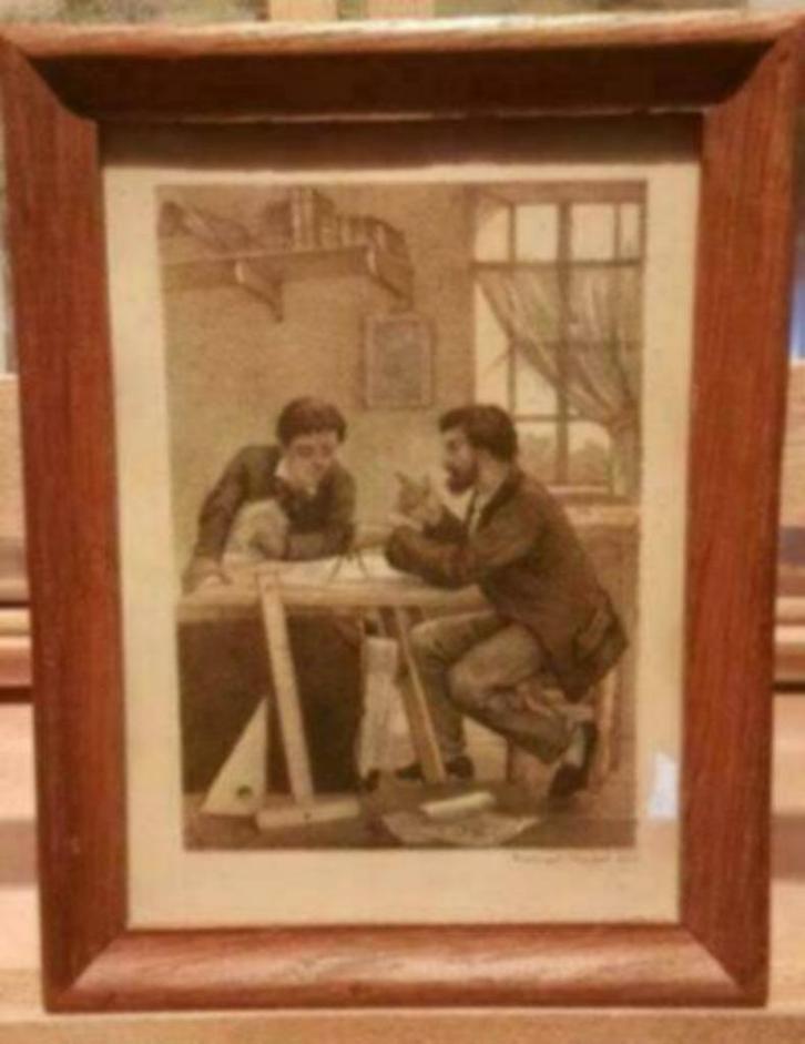 gravure architect meetkunde tresling & co hof lith amsterdam, Antiek en Kunst, Kunst | Etsen en Gravures, Ophalen