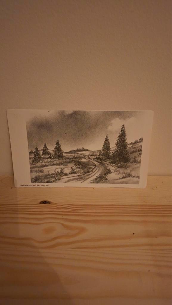 Heidelandschap bij Itterbeck Tekening, Antiek en Kunst, Kunst | Tekeningen en Foto's, Ophalen of Verzenden