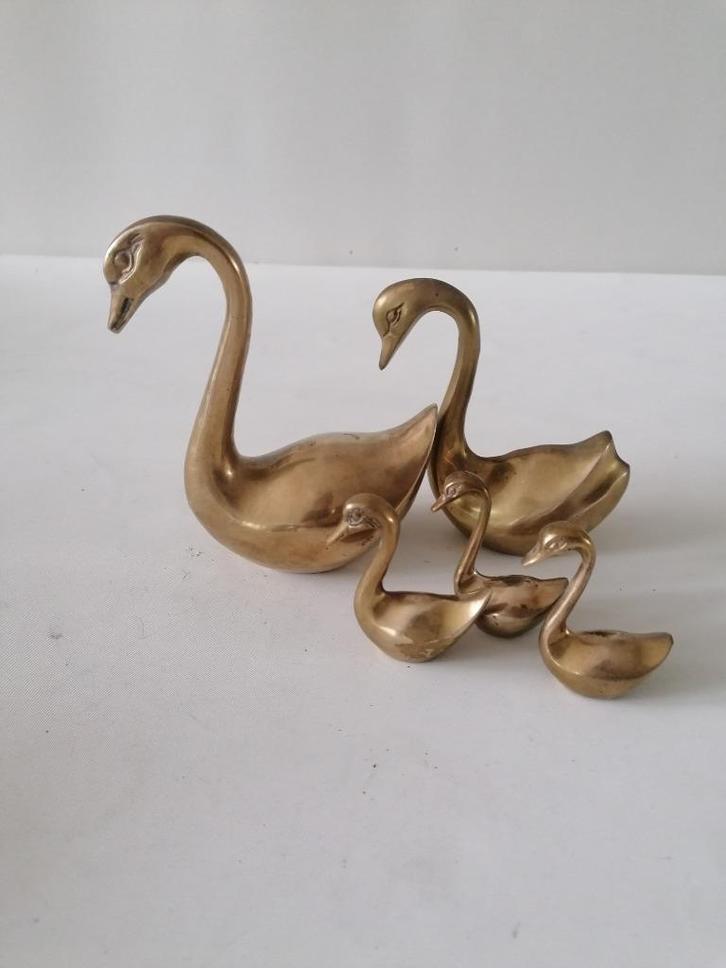 hollywood regency vintage set messing zwanen familie, Antiek en Kunst, Antiek | Koper en Brons, Koper, Verzenden