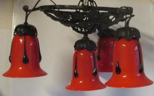 originele art deco smeedijzeren hanglamp Powolny Loetz, Antiek en Kunst, Antiek | Lampen, Ophalen