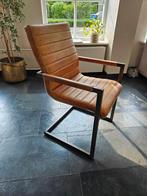 Leren eetkamerstoelen 6x, Huis en Inrichting, Stoelen, Ophalen, Bruin, Zo goed als nieuw, Metaal