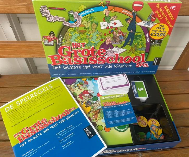 Het Grote basisschoolspel + vragenset groep 3 | COMPLEET, Hobby en Vrije tijd, Gezelschapsspellen | Bordspellen, Ophalen of Verzenden