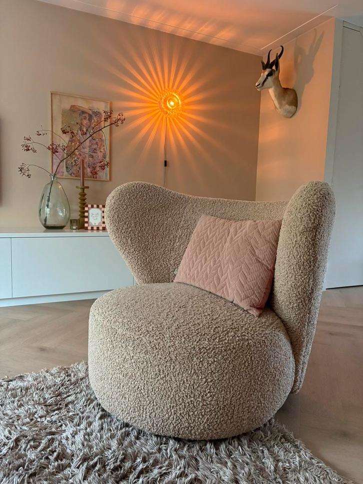 Beige draai fauteuil, Huis en Inrichting, Fauteuils, Zo goed als nieuw, Stof, 50 tot 75 cm, Ophalen
