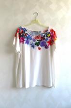 T-Shirt Wit met Bloemen Desigual mt M (4825), Maat 38/40 (M), Wit, Ophalen of Verzenden, Zo goed als nieuw