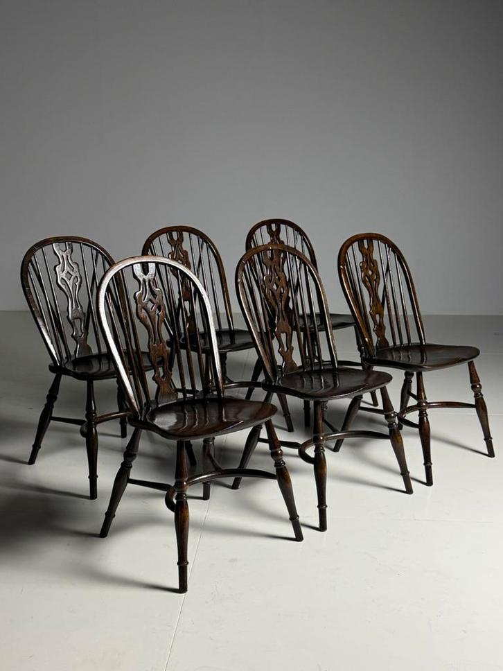 6x Klassieke Windsor stoel Engels, Huis en Inrichting, Stoelen, Zo goed als nieuw, Vijf, Zes of meer stoelen, Bruin, Ophalen