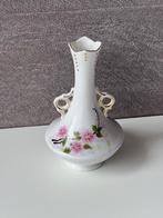 Vaasje met bloemen gouden rand vintage met oortjes, Ophalen of Verzenden