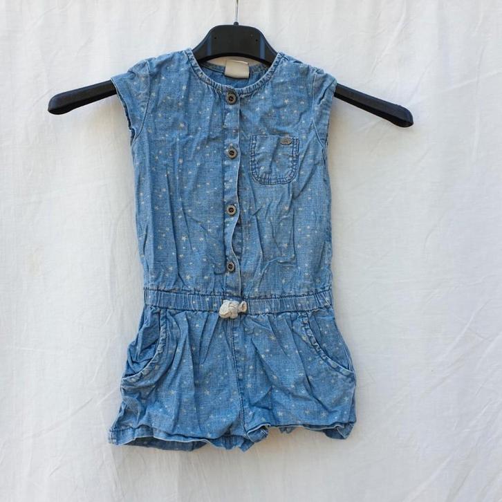 Stoere spijkerjumpsuit met korte broek mt 98 merk Zara, Kinderen en Baby's, Kinderkleding | Maat 98, Zo goed als nieuw, Meisje