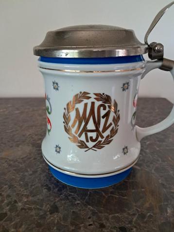 Vintage Hongaarse Bierpul met Tinnen Deksel beschikbaar voor biedingen