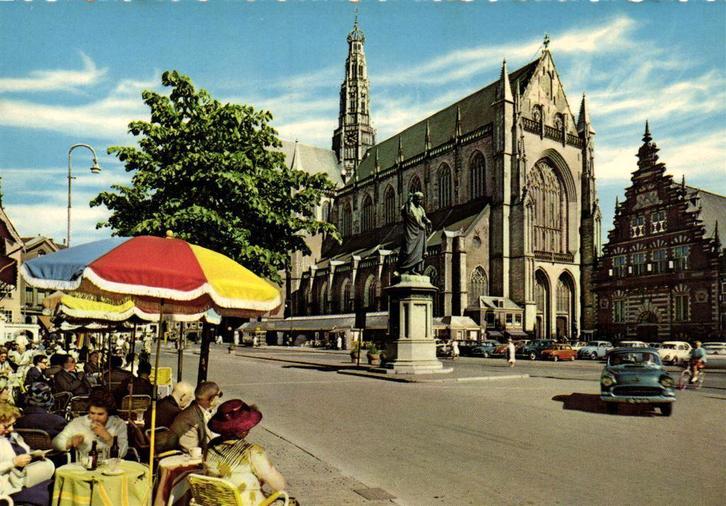 Haarlem, Grote Markt met Standbeeld Laurens Coster - ongelop, Verzamelen, Ansichtkaarten | Nederland, Ongelopen, Noord-Holland