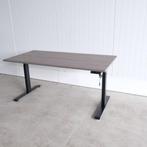 Elektrisch zit/sta bureau,160x80cm, D.eiken blad, Zwart BR72, Elektrisch, -, -, Stabureau
