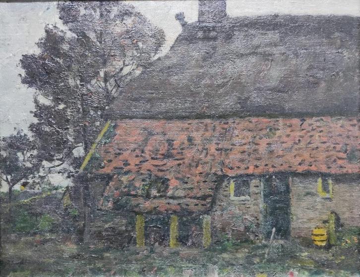 Jan Adam Zandleven (1868-1923) - Boerderij, Antiek en Kunst, Kunst | Schilderijen | Klassiek, Ophalen of Verzenden