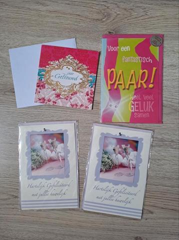 Set van 4 wenskaarten envelop huwelijk bruiloft trouwen beschikbaar voor biedingen