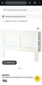 Ikea Brimnes hoofdbord wit 160 meter, Huis en Inrichting, Slaapkamer | Bedden, Ophalen, Overige materialen, Wit, Tweepersoons