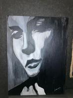Schilderij zwart grijs tinten echt geschilderd 60/80, Antiek en Kunst, Ophalen