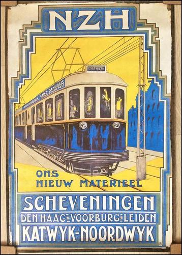 Prachtig NZH Poster de Blauwe Tram HTM Spoorwegen kado beschikbaar voor biedingen