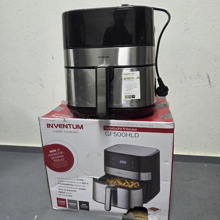 821-202516: Inventum GF500HLD friteuse, Witgoed en Apparatuur, Airfryers, Zo goed als nieuw, Airfryer, 750 t/m 999 gram, Ophalen of Verzenden