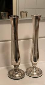 2x Keltum verzilverde vaasjes mod Parelrand H17,5 cm, Ophalen of Verzenden, Gebruikt, Minder dan 25 cm