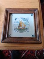 Delfts blauw tegeltje met houten lijst, Antiek en Kunst, Antiek | Wandborden en Tegels, Ophalen of Verzenden
