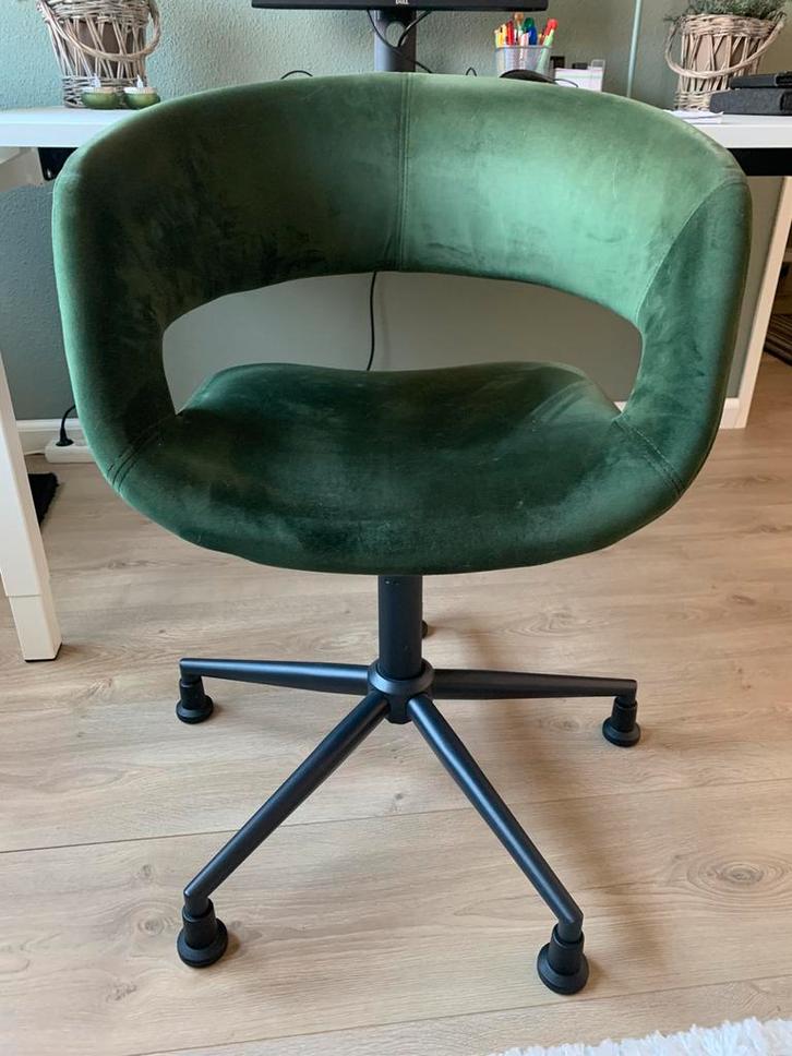 Bureaustoel in groen velvet, Huis en Inrichting, Bureaustoelen, Zo goed als nieuw, Groen, Ophalen