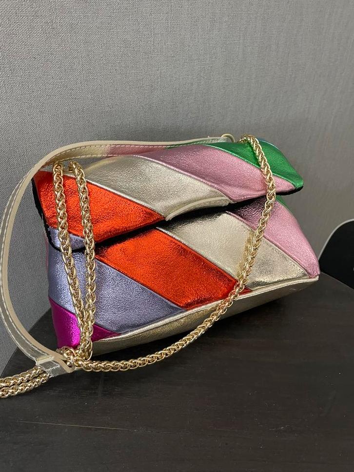 Gekleurde metallic leren tas, Sieraden, Tassen en Uiterlijk, Tassen | Damestassen, Nieuw, Ophalen