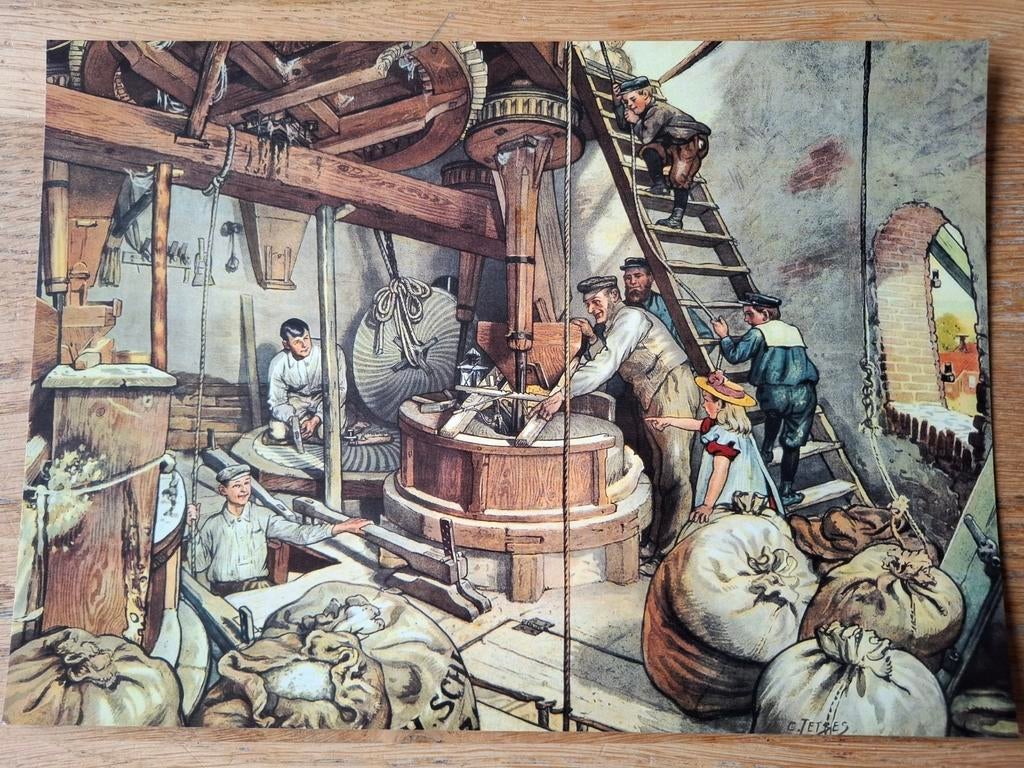 Prent van oude schoolplaat ca 29x21cm, Ophalen of Verzenden, Geschiedenis