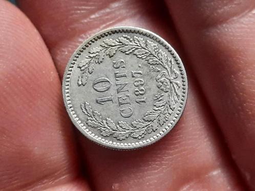 10 cent 1897 zilver nr.4 (07), Postzegels en Munten, Munten | Nederland, 10 cent, Koningin Wilhelmina, Zilver, Ophalen of Verzenden