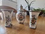 Set van 3 Handgemaakte Delfts Polychrome Vazen en Pot – Holl, Ophalen of Verzenden