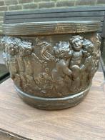 Grote vintage bloempot met kindjes, Ophalen of Verzenden