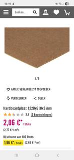 15 Nieuwe Hardboard Platen, Doe-het-zelf en Verbouw, Platen en Panelen, Ophalen, Nieuw, Minder dan 20 mm