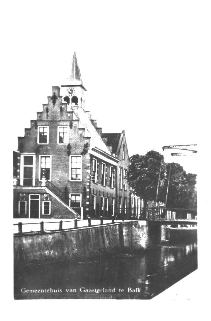 962038 Balk Friesland Gemeentehuis Gaasterland Niet gelopen, Verzamelen, Ansichtkaarten | Nederland, Ongelopen, Friesland, 1940 tot 1960