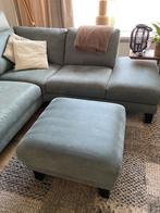Hocker alcantara aquablauw/groen 70x70 cm, Ophalen, Zo goed als nieuw, Leer