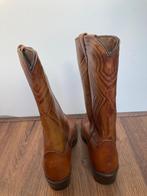 Cognac bruine cowboy boots laarzen leer vintage maat 9.5 43, Vintage, Bruin, Vintage, Boots