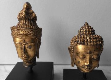 Fraaie oude bronzen Boeddha beeldjes ( kopjes )  beschikbaar voor biedingen