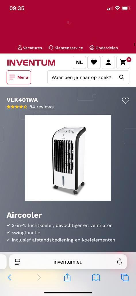 Nieuwe Inventum mobiele airco koeltoren met koelelementen, Witgoed en Apparatuur, Ventilatoren, Nieuw, Torenventilator, Ophalen of Verzenden