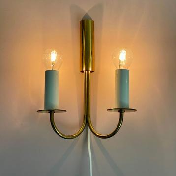2x vintage design Lyskaer dubbele LAMPEN MidCentury messing beschikbaar voor biedingen