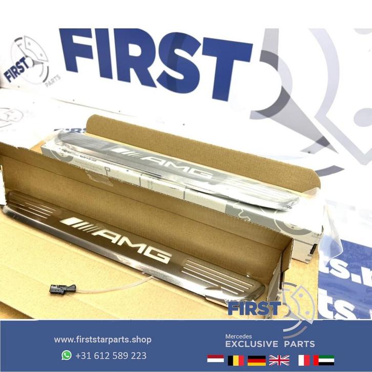 W205 verlichte LED AMG instaplijsten set LR Mercedes C43 C63, Auto-onderdelen, Carrosserie en Plaatwerk, Mercedes-Benz, Gebruikt