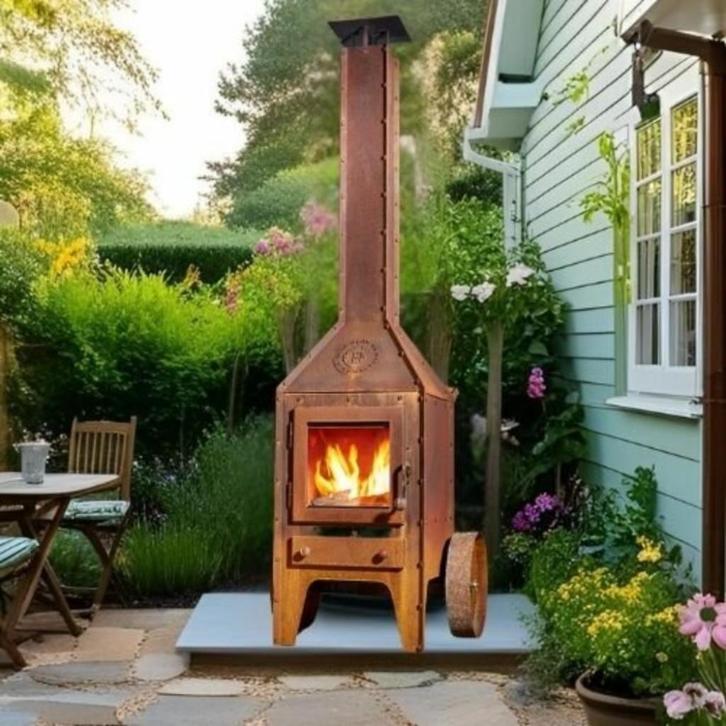 Buitenkachel Cortenstaal Bijuga, Tuin en Terras, Tuinhaarden, Nieuw, Ophalen of Verzenden