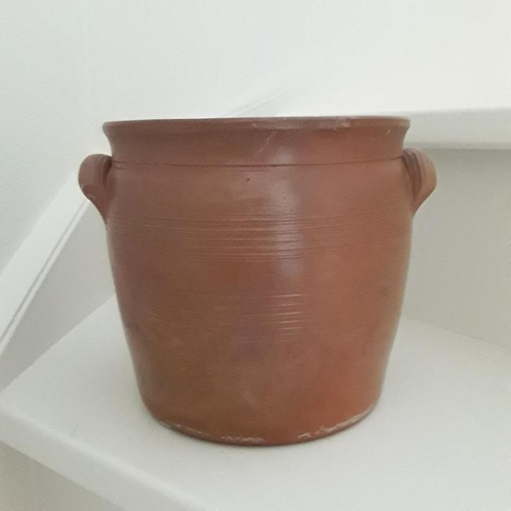 Franse brocante grespot met oren -  19 cm hoog, Antiek en Kunst, Antiek | Keramiek en Aardewerk, Ophalen of Verzenden