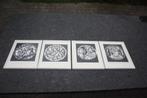 4 litho's   glas in lood      van   kerk ramen, Antiek en Kunst, Kunst | Litho's en Zeefdrukken, Ophalen of Verzenden