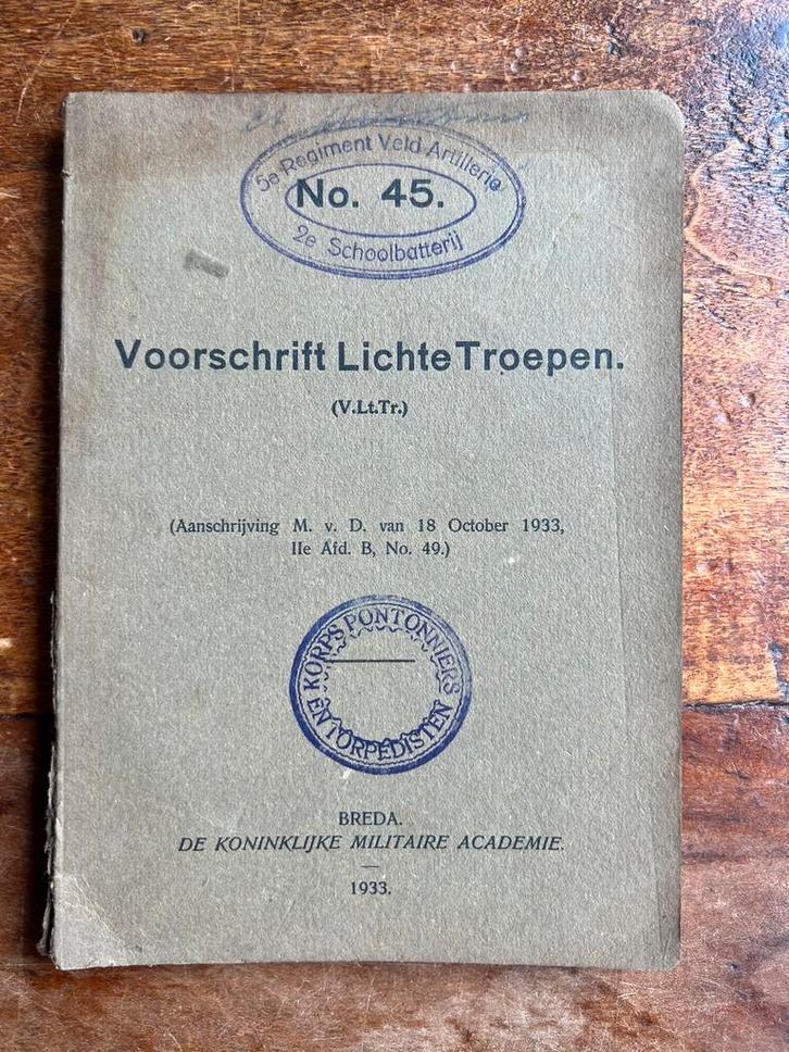 Nederlands voorschrift pantserwagens etc op naam Pontonniers, Verzamelen, Militaria | Tweede Wereldoorlog, Landmacht, Boek of Tijdschrift