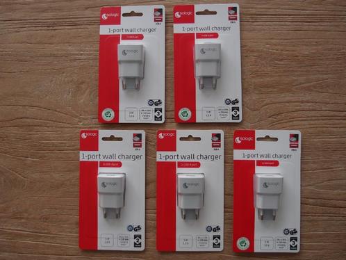 USB-A lader telefoon oplader wit - 5 st €6,95 / 10 st €12,95, Telecommunicatie, Mobiele telefoons | Telefoon-opladers, Nieuw, Ophalen of Verzenden